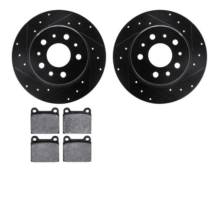 Dynamic Friction Company Rear Brake Rotors-Drilled and Slotted-Black with 5000 Euro Ceramic Brake Pads 8602-63003